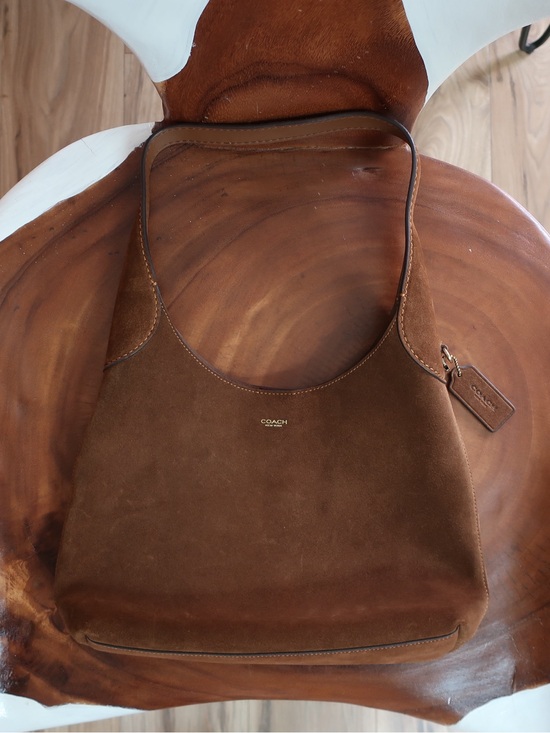 Coach Handbags - COACH Brown Suede Shoulder Hobo Bag